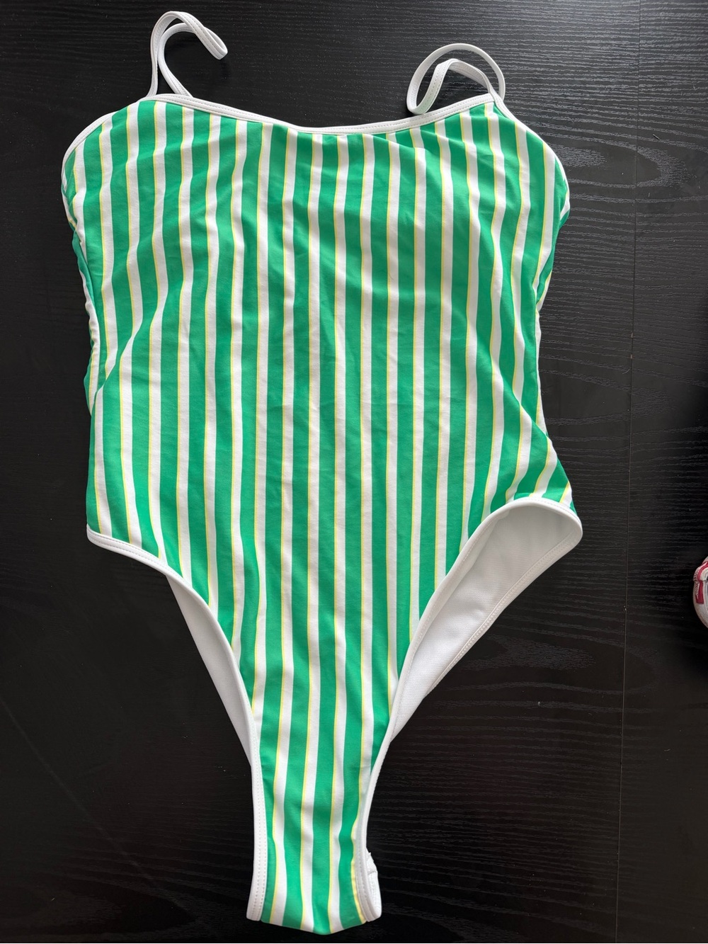 No Boundaries Green & White Striped One-Piece Swimsuit